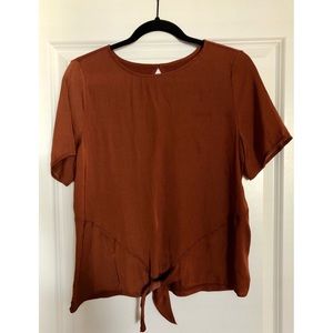 Burnt Orange Tie Front Top